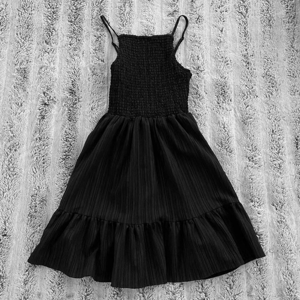 ASOS Black Casual Boho Style Halterneck Shirred Smock Mini Spring / Summer Dress